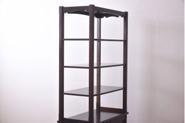 中古　北海道民芸家具　シックな雰囲気漂うHM156四方棚(飾り棚)(定価約30万円)(1)