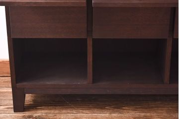 ラフジュ工房オリジナル　古材使用　4×3マス　丸い取っ手が愛らしいパタパタ扉付き収納棚(キャビネット、下駄箱、ロッカー)