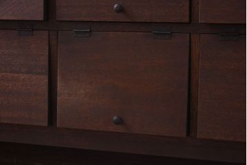 ラフジュ工房オリジナル　3×5マス　ラワン古材のパタパタ扉付き横型・収納棚(キャビネット、下駄箱、ロッカー)