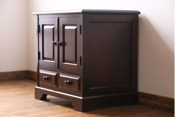 中古　北海道民芸家具　シンプルなデザインが魅力的なサイドチェスト(引き出し、キャビネット)