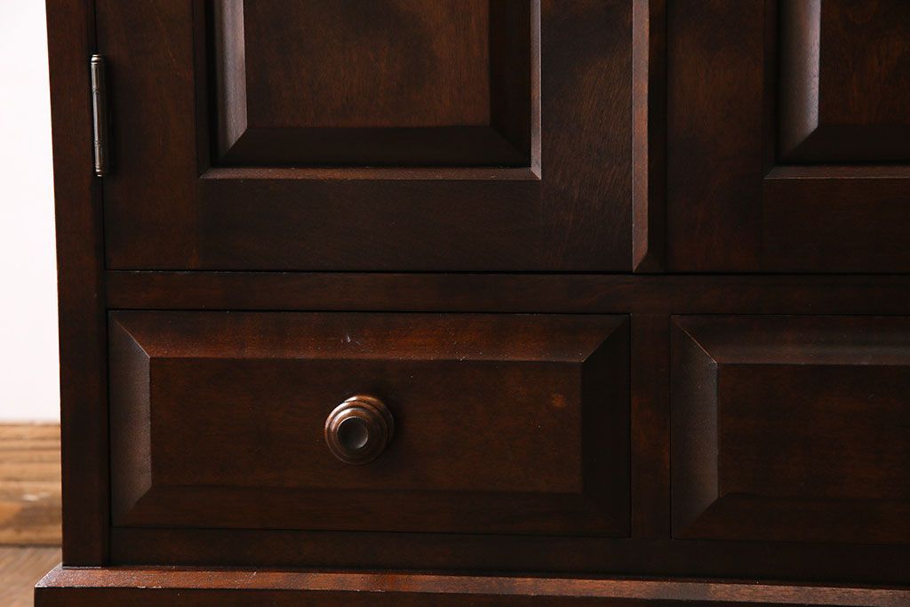 中古　北海道民芸家具　シンプルなデザインが魅力的なサイドチェスト(引き出し、キャビネット)