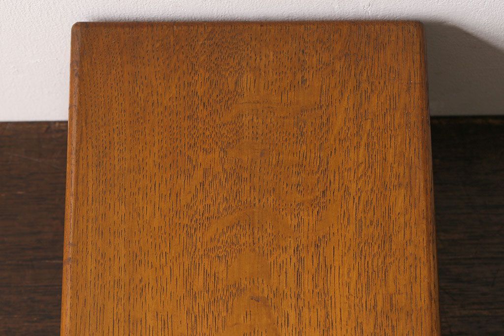 レトロ家具　昭和レトロ　ナラ材　蓋付きの収納部が個性的な小引き出し(収納箱)