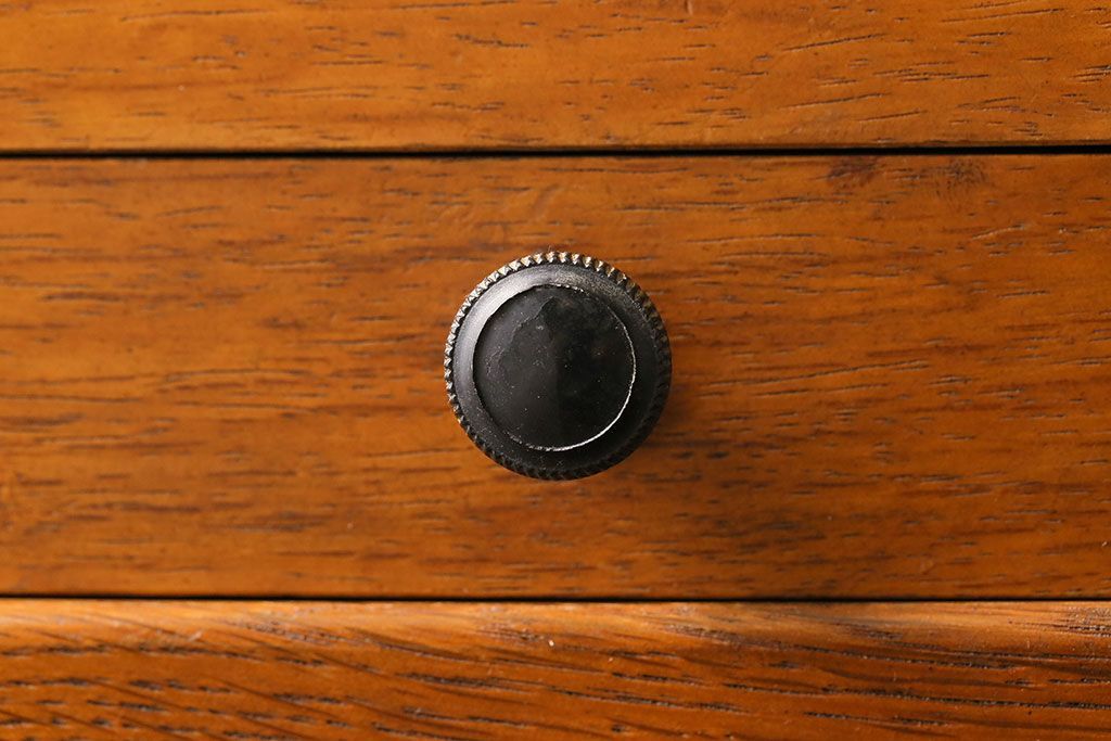 レトロ家具　昭和レトロ　ナラ材　蓋付きの収納部が個性的な小引き出し(収納箱)