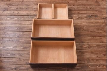 中古　北海道民芸家具　収納に便利な本棚のついたライティングビューロー(ビューローブックケース、簿記机)
