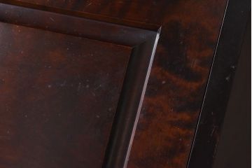 中古　北海道民芸家具　収納に便利な本棚のついたライティングビューロー(ビューローブックケース、簿記机)