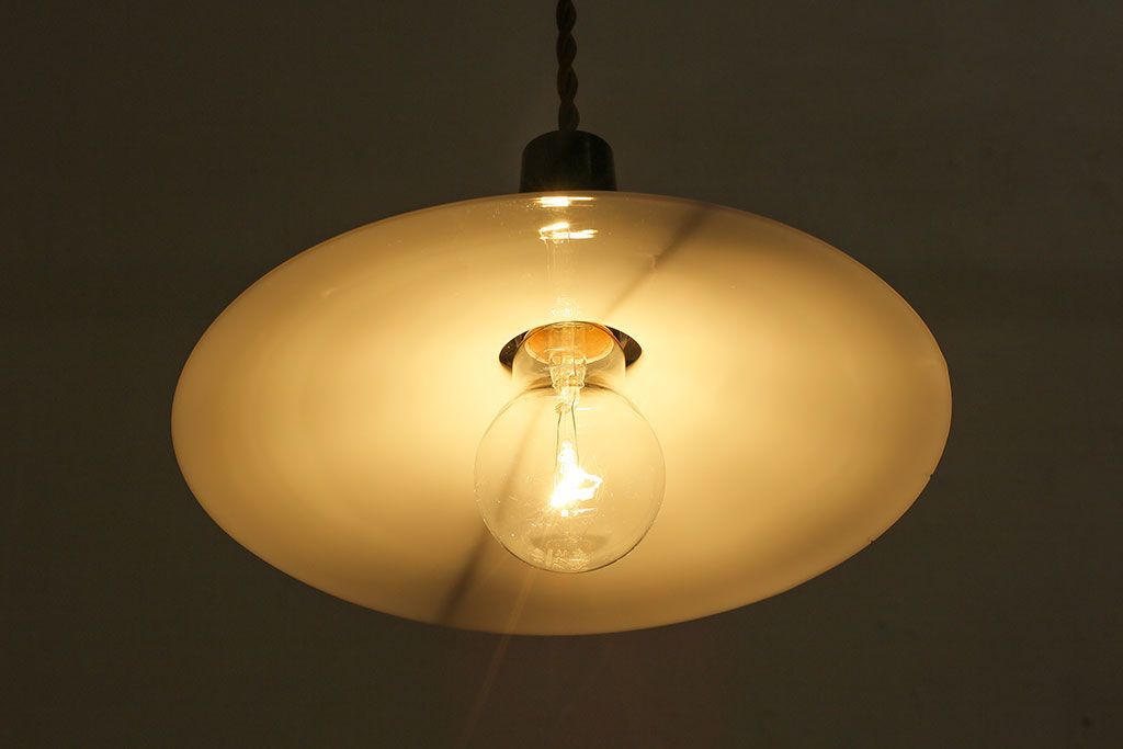 昭和レトロ　懐かしさと温かみを感じるシンプルな平笠シェードのペンダントライト(電笠、吊り下げ照明、天井照明)(2)