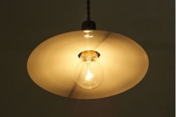 昭和レトロ　懐かしさと温かみを感じるシンプルな平笠シェードのペンダントライト(電笠、吊り下げ照明、天井照明)(2)
