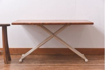 ラフジュ工房オリジナル　ヒノキ材　リフティングテーブル(サイドテーブル、センターテーブル、作業台)(1)