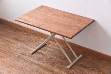 ラフジュ工房オリジナル　ヒノキ材　リフティングテーブル(サイドテーブル、センターテーブル、作業台)(1)