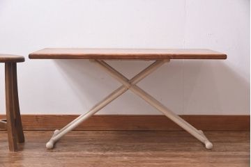 ラフジュ工房オリジナル　ヒノキ材　リフティングテーブル(サイドテーブル、センターテーブル、作業台)(2)