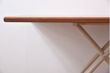 ラフジュ工房オリジナル　ヒノキ材　リフティングテーブル(サイドテーブル、センターテーブル、作業台、折りたたみ)(3)(R-029154)