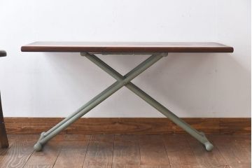 ラフジュ工房オリジナル　ヒノキ材　昇降式リビングテーブル(リフティングテーブル、サイドテーブル、センターテーブル、作業台)(1)