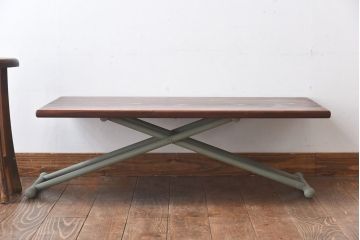 ラフジュ工房オリジナル　ヒノキ材　昇降式リビングテーブル(リフティングテーブル、サイドテーブル、センターテーブル、作業台)(1)