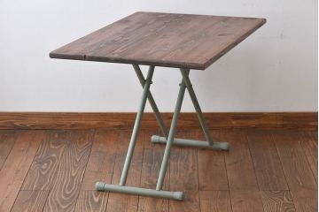 ラフジュ工房オリジナル　ヒノキ材　昇降式リビングテーブル(リフティングテーブル、サイドテーブル、センターテーブル、作業台)(2)