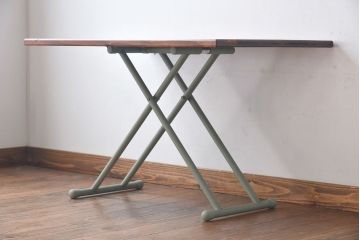 ラフジュ工房オリジナル　ヒノキ材　昇降式リビングテーブル(リフティングテーブル、サイドテーブル、センターテーブル、作業台)(2)