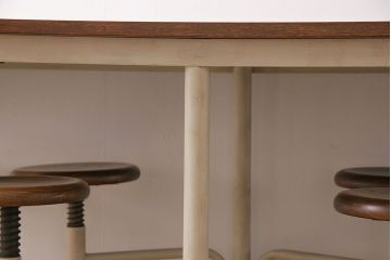 ラフジュ工房オリジナル 8脚格納スツール付きテーブル(ペイント作業台、机)