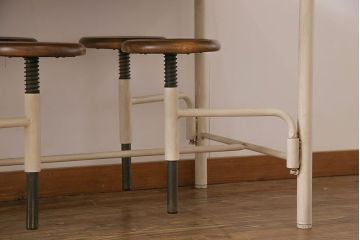 ラフジュ工房オリジナル 8脚格納スツール付きテーブル(ペイント作業台、机)