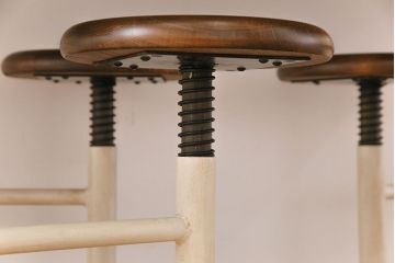 ラフジュ工房オリジナル 8脚格納スツール付きテーブル(ペイント作業台、机)