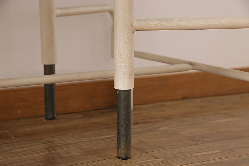 ラフジュ工房オリジナル 8脚格納スツール付きテーブル(ペイント作業台、机)