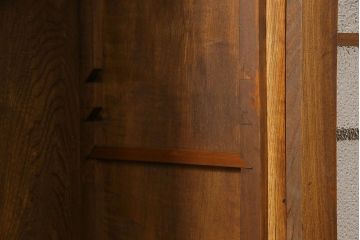 アンティーク家具　和製アンティーク　ナラ材　色ガラスとダイヤガラスがおしゃれな本箱(収納棚、キャビネット)