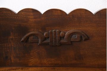 アンティーク家具　和製アンティーク　ナラ材　色ガラスとダイヤガラスがおしゃれな本箱(収納棚、キャビネット)