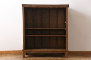 レトロ家具　昭和レトロ　前面タモ材　懐かしさ漂う脚付きキャビネット(ガラス戸棚、飾り棚)