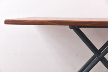 ラフジュ工房オリジナル　ヒノキ材　ネイビーの脚が格好いいリフティングテーブル(サイドテーブル、センターテーブル、作業台)(1)