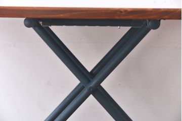 ラフジュ工房オリジナル　ヒノキ材　ネイビーの脚が格好いいリフティングテーブル(サイドテーブル、センターテーブル、作業台)(1)