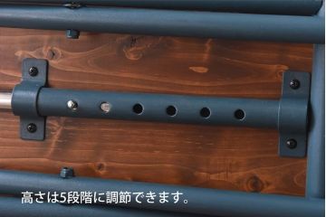 ラフジュ工房オリジナル　ヒノキ材　ネイビーの脚が格好いいリフティングテーブル(サイドテーブル、センターテーブル、作業台)(2)