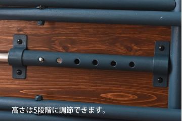 ラフジュ工房オリジナル　ヒノキ材　ネイビーの脚が格好いいリフティングテーブル(サイドテーブル、センターテーブル、作業台)(3)