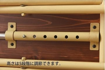 ラフジュ工房オリジナル　ヒノキ材　イエローペイントのリフティングテーブル(サイドテーブル、センターテーブル、作業台、折りたたみ)(1)(R-029175)