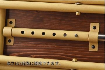 ラフジュ工房オリジナル　ヒノキ材　イエローペイントのリフティングテーブル(サイドテーブル、センターテーブル、作業台、折りたたみ)(2)(R-029176)
