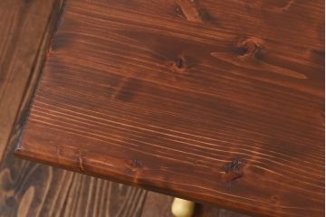 ラフジュ工房オリジナル　ヒノキ材　イエローペイントのリフティングテーブル(サイドテーブル、センターテーブル、作業台)(3)