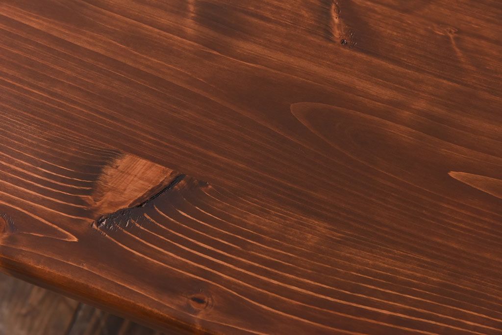 ラフジュ工房オリジナル ヒノキ材 イエローペイントのリフティングテーブル(サイドテーブル、センターテーブル、作業台)(3)