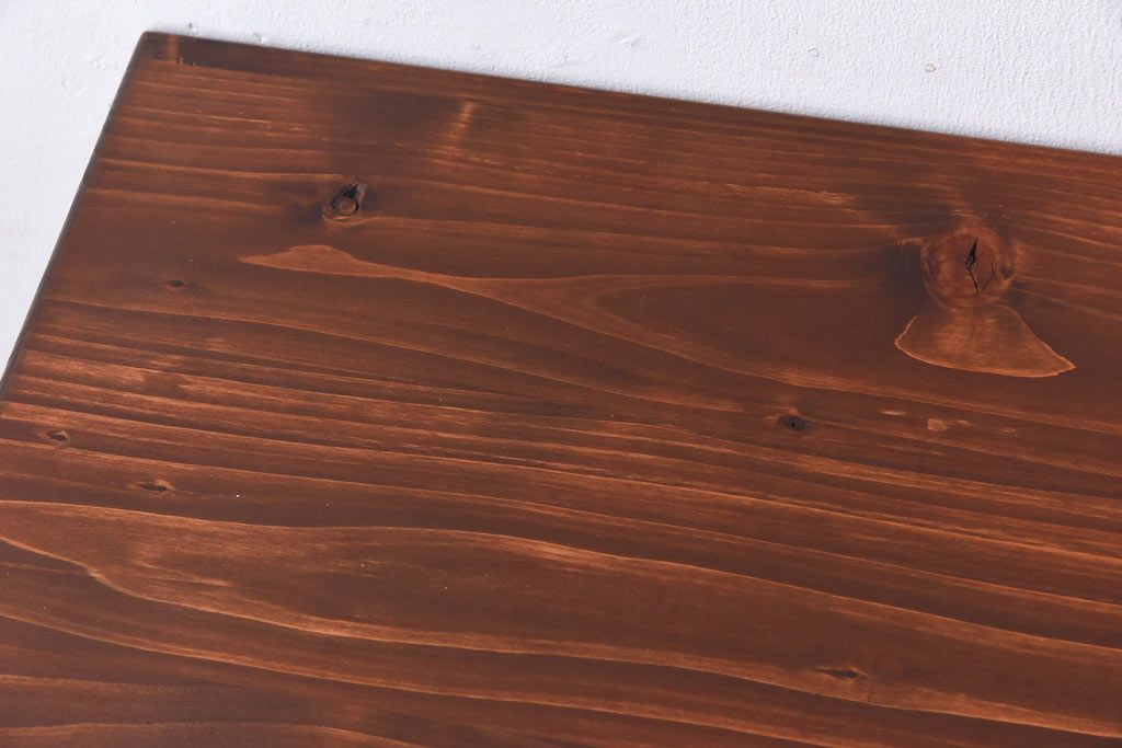 ラフジュ工房オリジナル ヒノキ材 イエローペイントのリフティングテーブル(サイドテーブル、センターテーブル、作業台)(3)