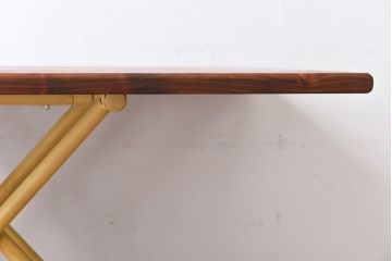 ラフジュ工房オリジナル ヒノキ材 イエローペイントのリフティングテーブル(サイドテーブル、センターテーブル、作業台)(3)