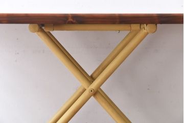 ラフジュ工房オリジナル ヒノキ材 イエローペイントのリフティングテーブル(サイドテーブル、センターテーブル、作業台)(3)