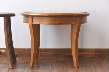 アンティーク雑貨　中古　天童木工　シンプルなラウンド型サイドテーブル(センターテーブル、コーヒーテーブル、花台)(2)