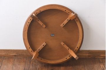 アンティーク雑貨　中古　天童木工　シンプルなラウンド型サイドテーブル(センターテーブル、コーヒーテーブル、花台)(2)