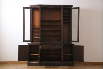 【N様ご成約分】中古　北海道民芸家具　OM151　上品な佇まいの食器棚(キャビネット、収納棚)(定価130万円)