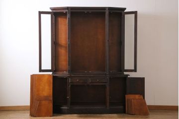 【N様ご成約分】中古　北海道民芸家具　OM151　上品な佇まいの食器棚(キャビネット、収納棚)(定価130万円)