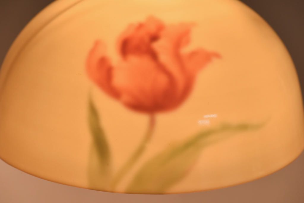 オールドノリタケ・則武(日陶)　チューリップ　照らすと透ける模様が魅力の電笠(天井照明、シェード)