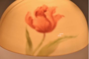オールドノリタケ・則武(日陶)　チューリップ　照らすと透ける模様が魅力の電笠(天井照明、シェード)