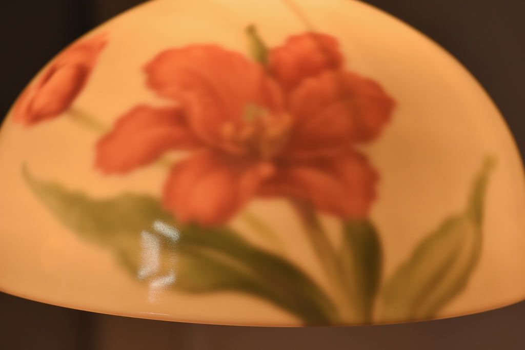 オールドノリタケ・則武(日陶)　チューリップ　照らすと透ける模様が魅力の電笠(天井照明、シェード)