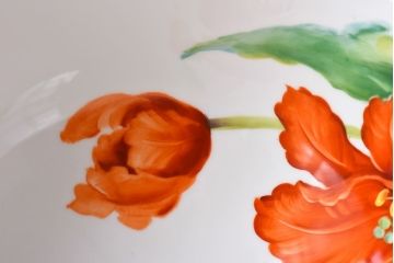 オールドノリタケ・則武(日陶)　チューリップ　照らすと透ける模様が魅力の電笠(天井照明、シェード)