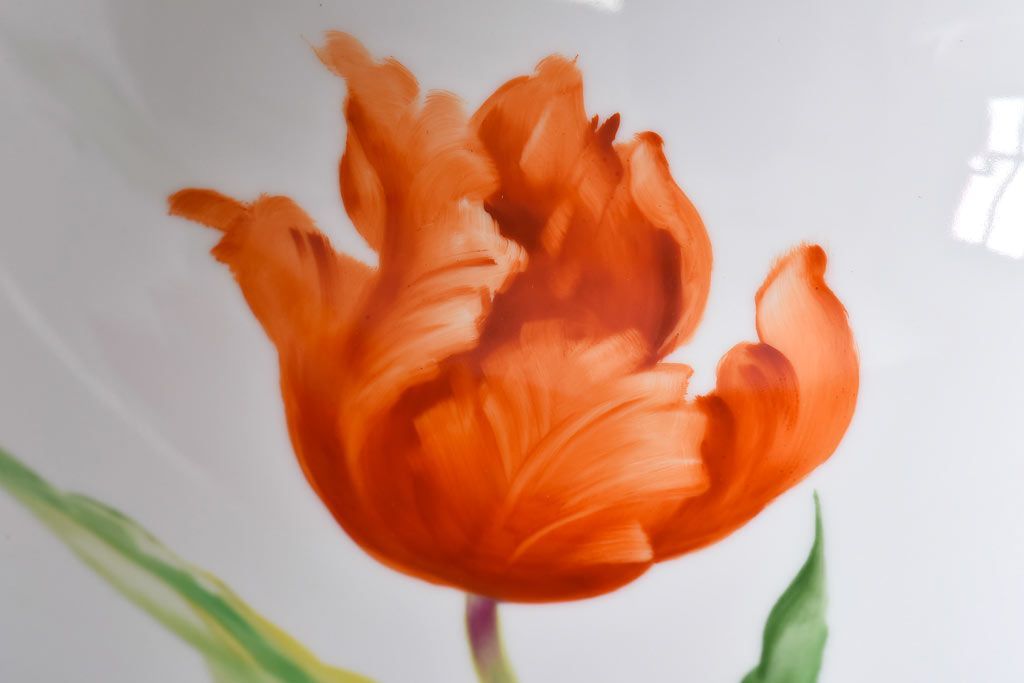 オールドノリタケ・則武(日陶)　チューリップ　照らすと透ける模様が魅力の電笠(天井照明、シェード)