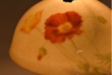 オールドノリタケ・則武(日陶)　ポピー(芥子)　照らすと透ける模様が魅力の電笠(天  井照明、シェード)