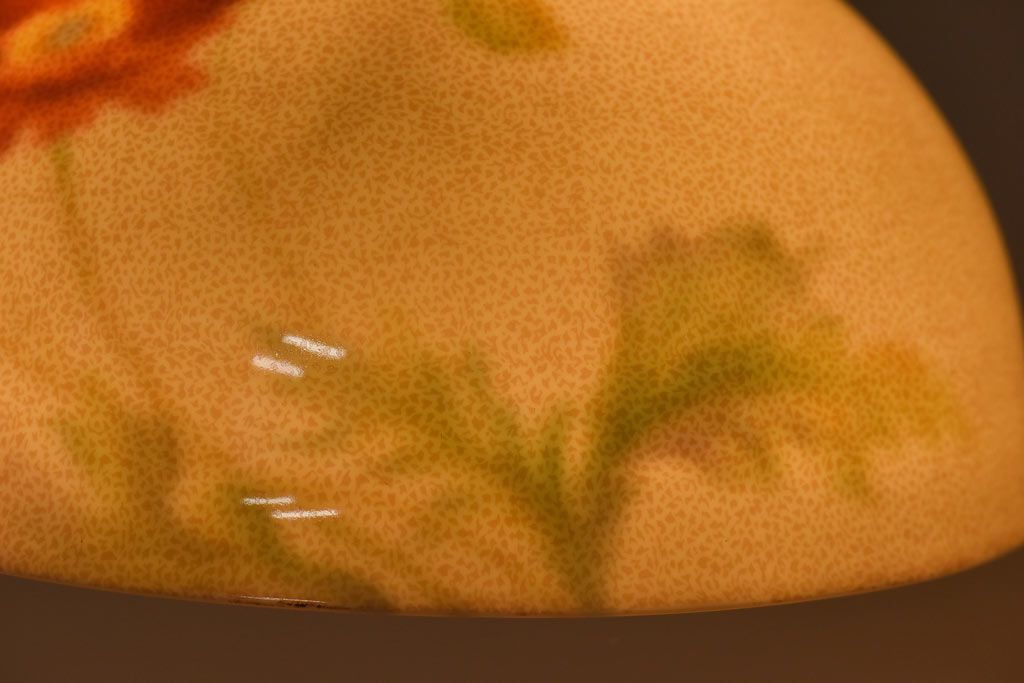 オールドノリタケ・則武(日陶)　ポピー(芥子)　照らすと透ける模様が魅力の電笠(天  井照明、シェード)