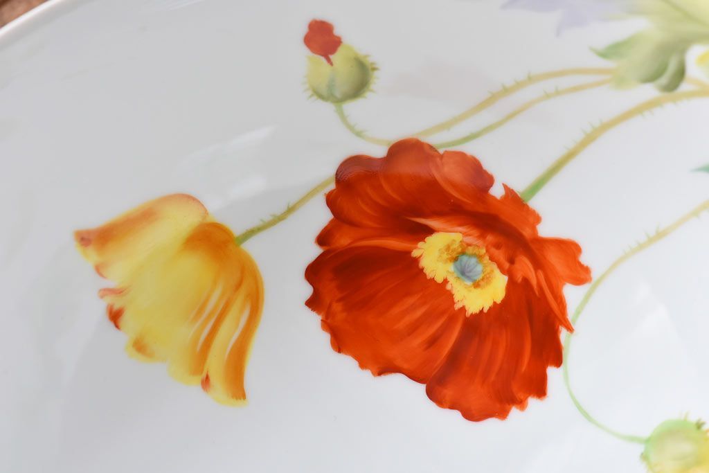 オールドノリタケ・則武(日陶)　ポピー(芥子)　照らすと透ける模様が魅力の電笠(天  井照明、シェード)