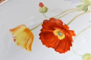 オールドノリタケ・則武(日陶)　ポピー(芥子)　照らすと透ける模様が魅力の電笠(天  井照明、シェード)